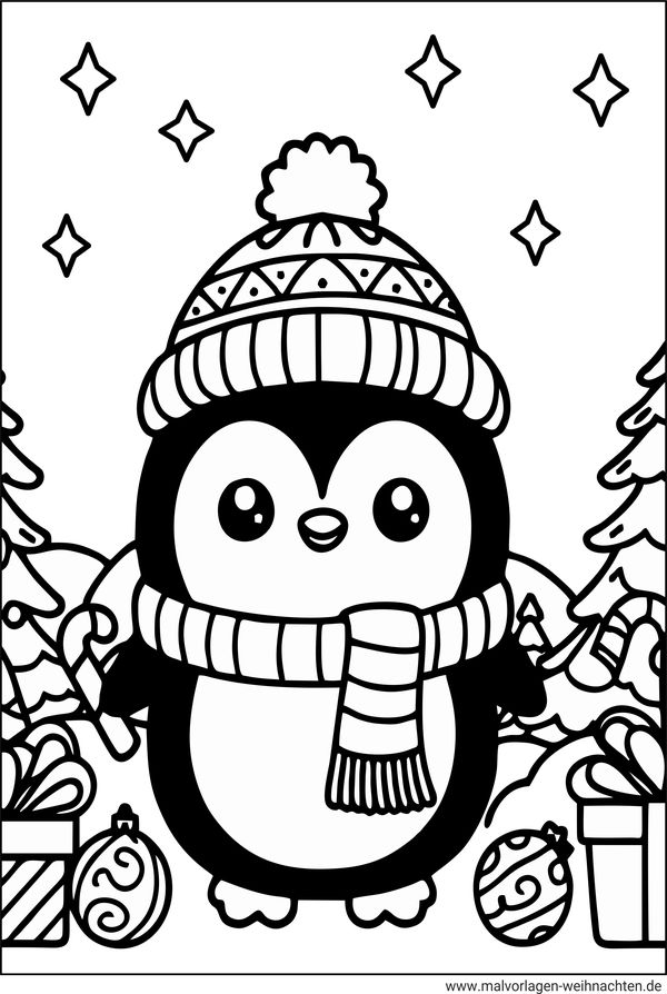 Pinguin Weihnachten Ausmalbild
