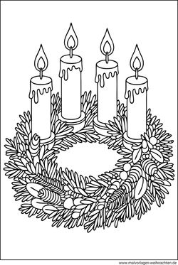 Adventskranz mit Kerzen Ausmalbild Erwachsene
