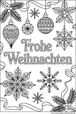 Ausmalbild Erwachsene Schriftzug Frohe Weihnachten