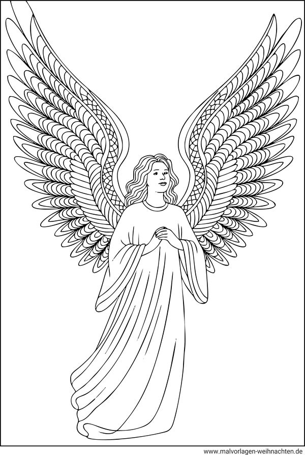 Ausmalbild Erwachsene Weihnachtsengel