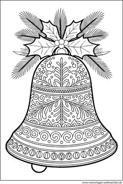 weihnachte große Glocke als Ausmalbild für Erwachsene als PDF