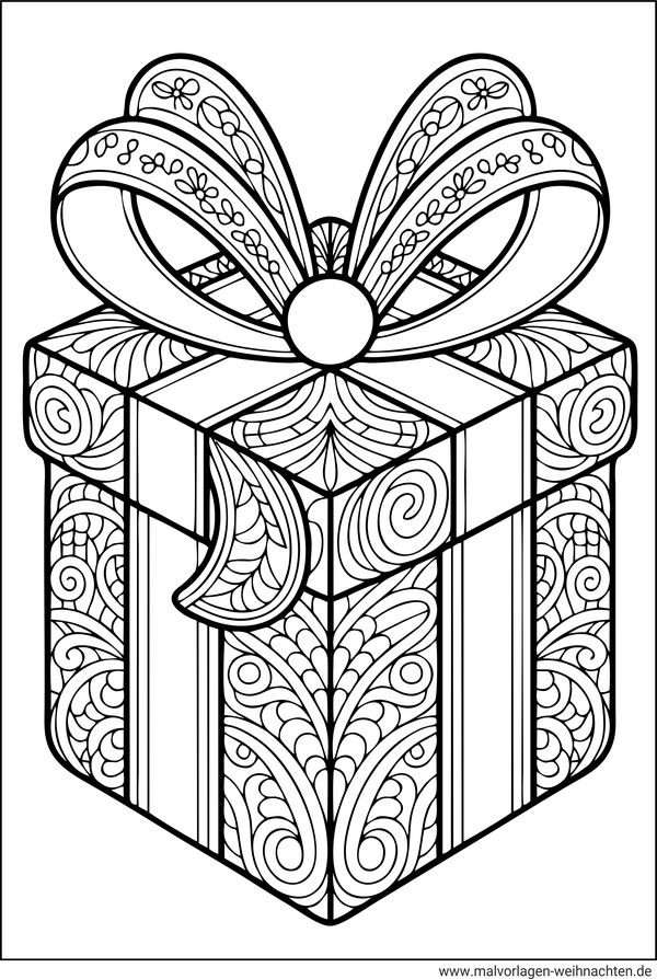 Weihnachtsgeschenk Ausmalbild für Erwachsene