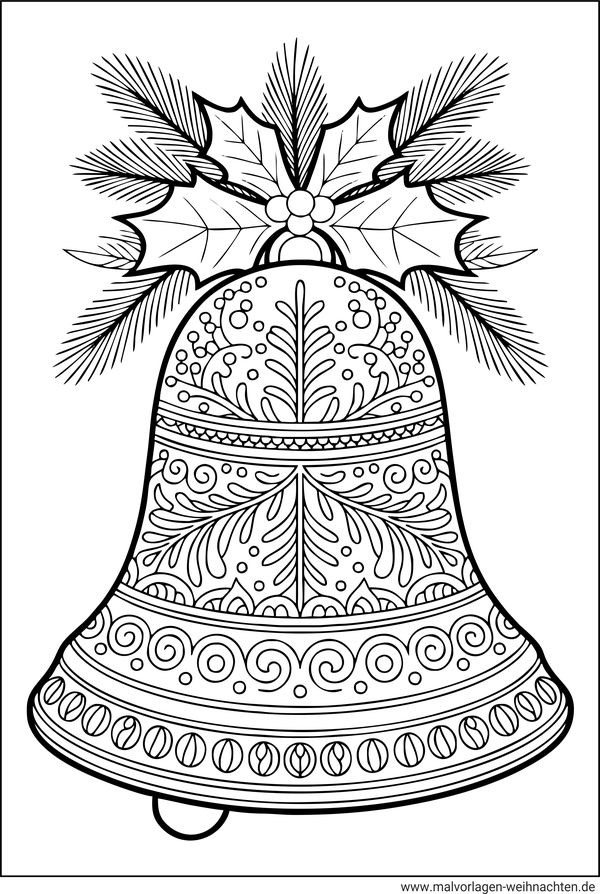 Weihnachtsglocke als Ausmalbild für Erwachsene