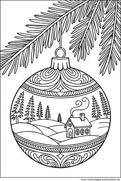 Weihnachtskugel Ausmalbild Erwachsene kostenlos