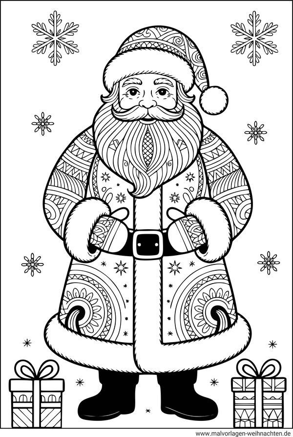 Weihnachtsmann Ausmalbild für Erwachsene