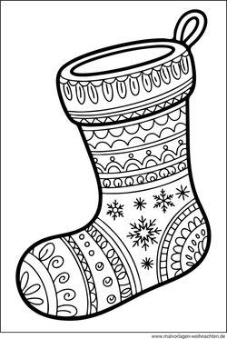 Weihnachtssocke Ausmalbild Erwachsene kostenlos ausdrucken