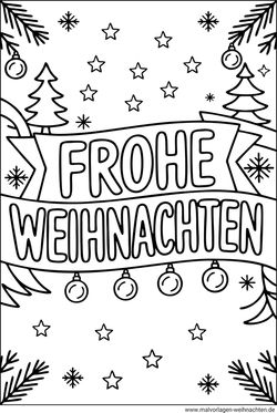Schriftzug Frohe Weihnachten Ausmalbild ausdrucken