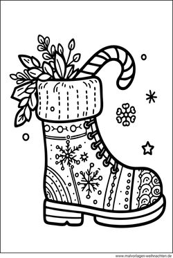 Stiefel zu Weihnachten Ausmalbild gratis herunterladen
