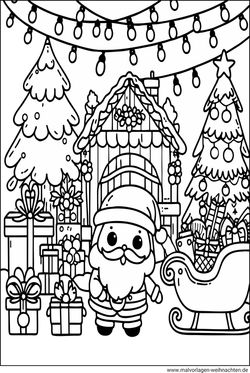 Weihnachtsmann mit Geschenken Malvorlagen gratis drcken