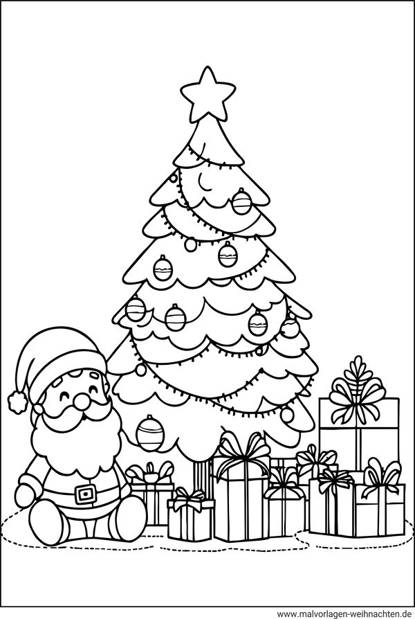 Ausmalbild Tannenbaum Geschenke