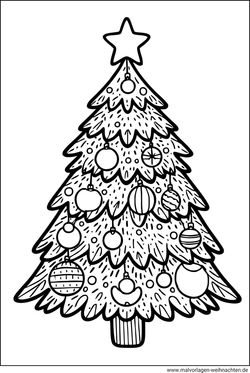 Weihnachtsbaum Kugeln Weihnachtsbild drucken und malen