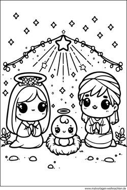 Kawaii Weihnachtskrippe Malvorlage Weihnachten
