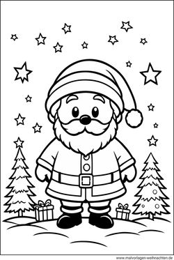 Weihnachtsmann Ausmalbild drucken malen