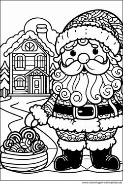 Weihnachtsmann ausmalen und ausdrucken kostenloses Ausmalbild