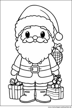 Weihnachtsmann malen Vorlage kostenlos