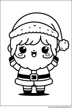 Weihnachtsmann Malvorlage für Kinder zum Ausmalen