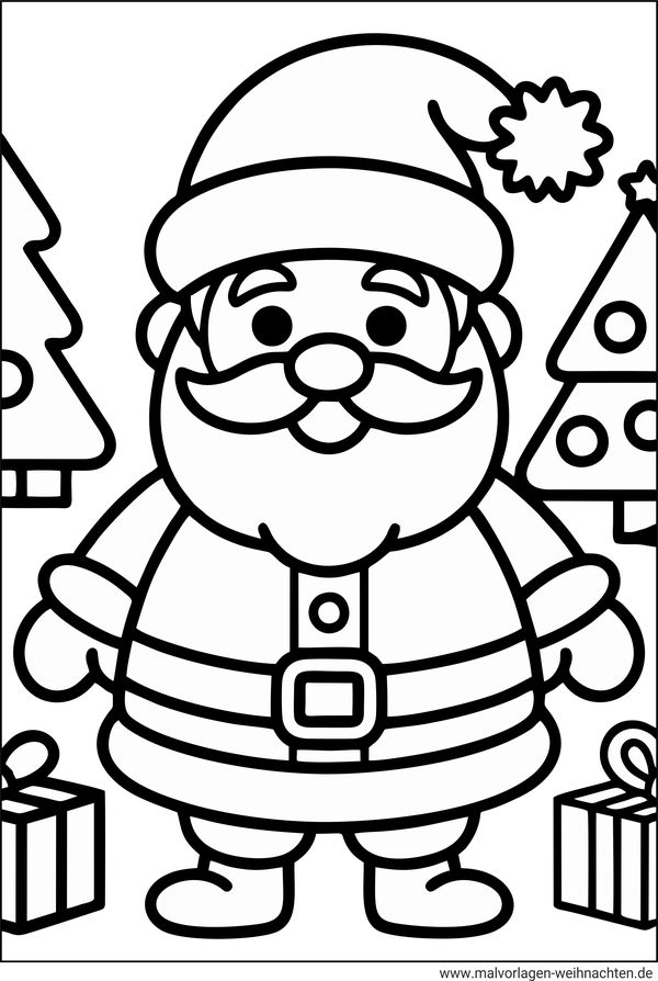 Weihnachtsmann Malvorlage kostenlos ausdrucken für Kinder