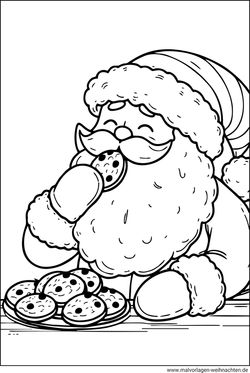 Weihnachtsmann Plätzchen Ausmalbild drucken und malen