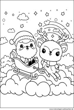 Weihnachtsmann Schlitten Rentier Ausmalbild kostenlos